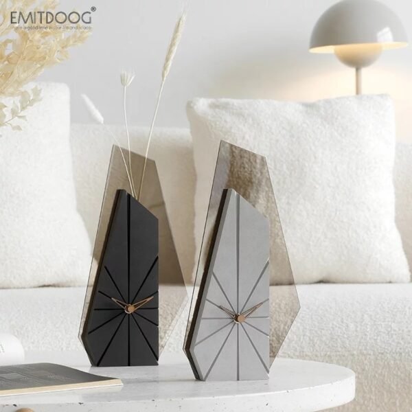 GEOMETRY WOOD TABLE CLOCK(BLACK) - Image 2