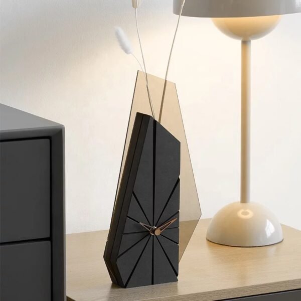 GEOMETRY WOOD TABLE CLOCK(BLACK) - Image 3