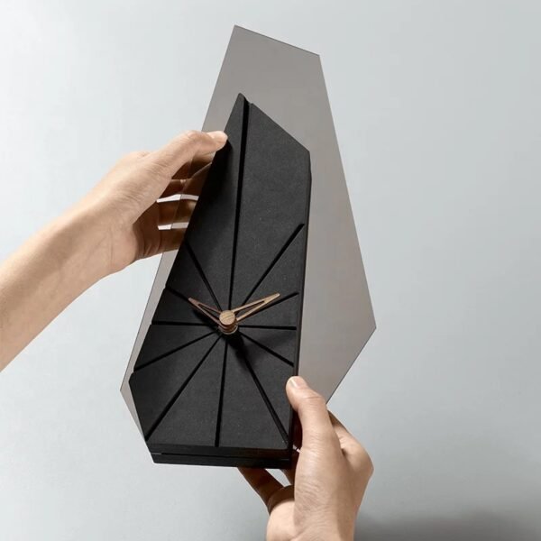 GEOMETRY WOOD TABLE CLOCK(BLACK) - Image 4