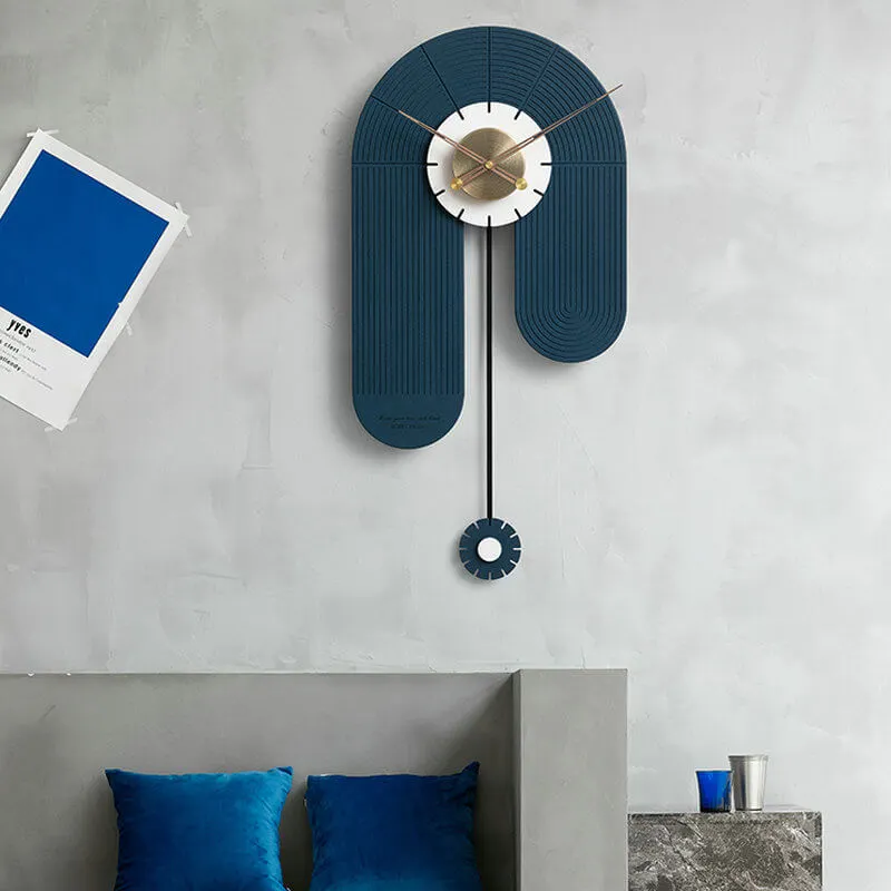 U-TURN WOOD WALL CLOCK (BLUE&WHITE) - Image 4
