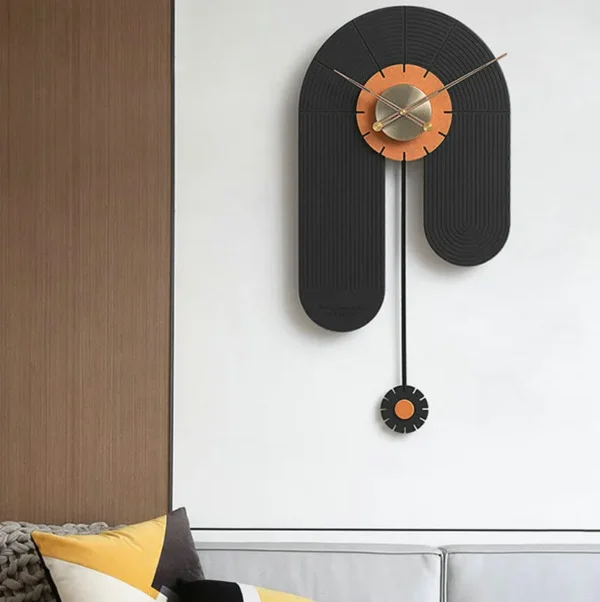 U-TURN WOOD WALL CLOCK (BLACK & ORANGE) - Image 3
