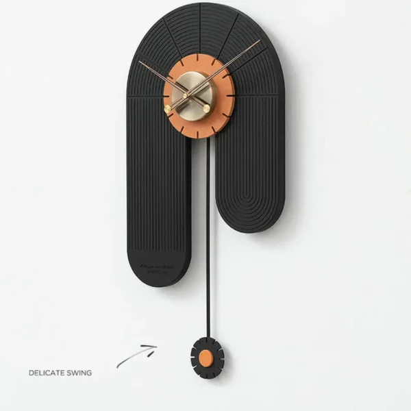 U-TURN WOOD WALL CLOCK (BLACK & ORANGE) - Image 4