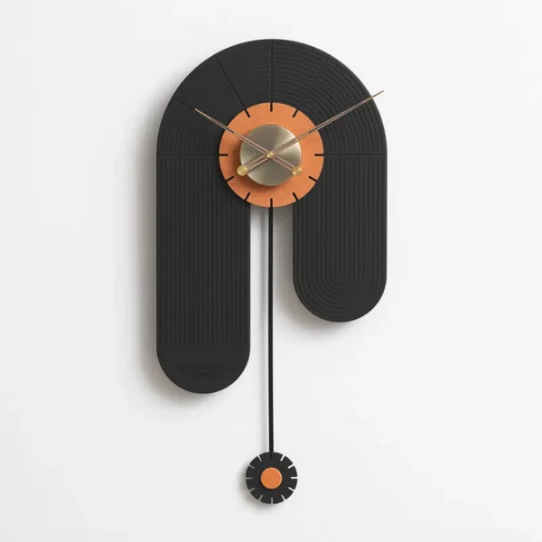 U-TURN WOOD WALL CLOCK (BLACK & ORANGE) - Image 5