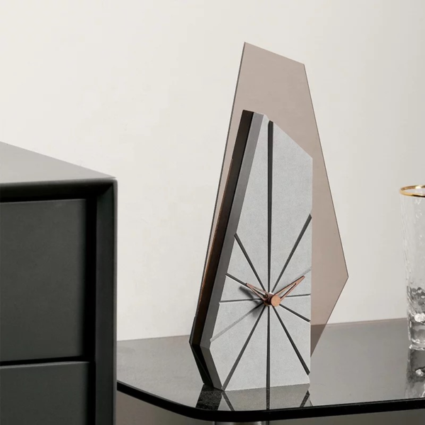 GEOMETRY WOOD TABLE CLOCK(grey)